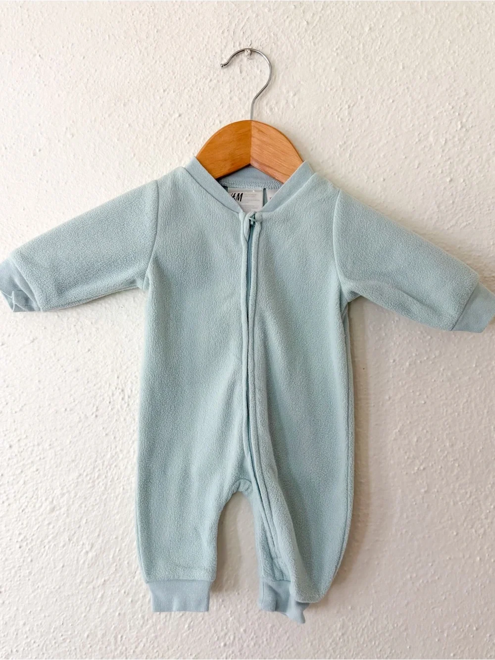 H&M Ocean Blue Fleece Zip-Front Sleeper Jumpsuit